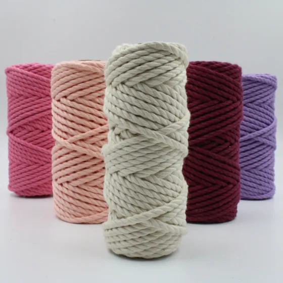 Pink, Maroon and Lilac 3-Ply Twisted Macrame Cord, Set of 5 Spools
