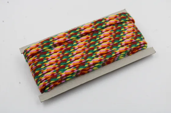 Green, Red and Brown Multicolour Braided Drawstring Cord