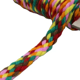 Green, Red and Brown Multicolour Braided Drawstring Cord sample, design MT-02036363, view 8