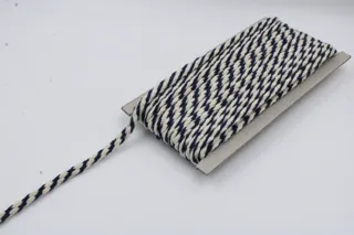 Navy Blue and Off-White Round Braided Cord sample, design MT-8185F118, view 3