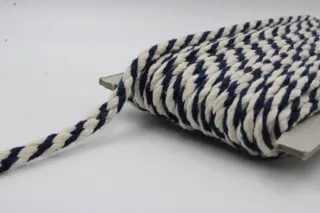 Navy Blue and Off-White Round Braided Cord sample, design MT-8185F118, view 4