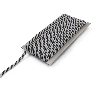 Navy Blue and Off-White Round Braided Cord sample, design MT-8185F118, view 8