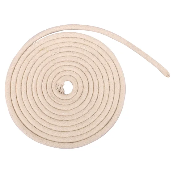Off-White Braided Cord, Flat Coil with Frayed End