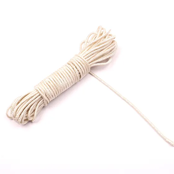 Cream Fine Braided Cord, Hank with Diagonal Tail