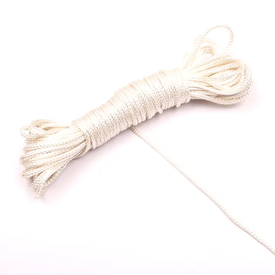 White Fine Braided Cord, Hank with Trailing Tail