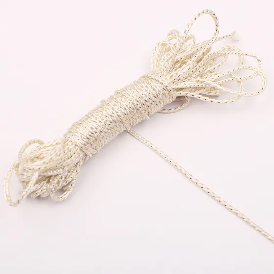 Off-White Braided Cord with Gold Metallic Tracer