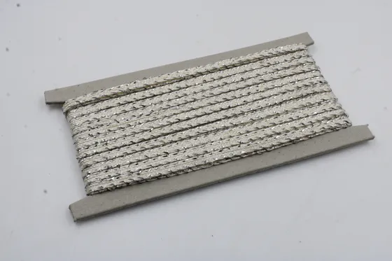 Off-White and Silver Metallic Flat Braid