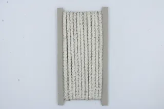 Off-White and Silver Metallic Flat Braid sample, design MT-E89AAC11, view 2