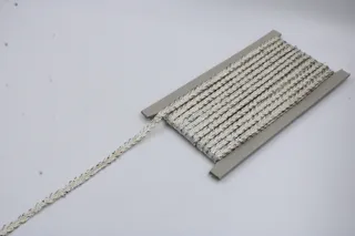 Off-White and Silver Metallic Flat Braid sample, design MT-E89AAC11, view 3