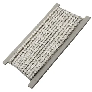 Off-White and Silver Metallic Flat Braid sample, design MT-E89AAC11, view 6