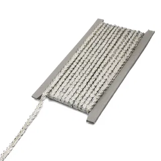 Off-White and Silver Metallic Flat Braid sample, design MT-E89AAC11, view 8