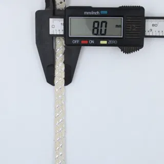 Off-White and Silver Metallic Flat Drawstring Cord sample, design MT-D1A02219, view 2