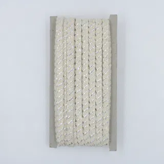 Off-White and Silver Metallic Flat Drawstring Cord sample, design MT-D1A02219, view 3