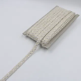 Off-White and Silver Metallic Flat Drawstring Cord sample, design MT-D1A02219, view 4