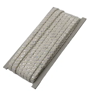 Off-White and Silver Metallic Flat Drawstring Cord sample, design MT-D1A02219, view 6