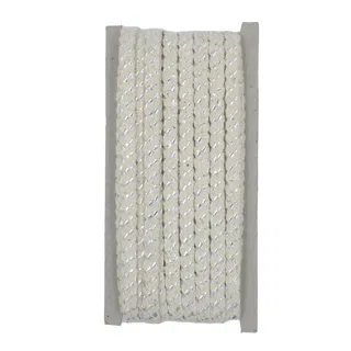 Off-White and Silver Metallic Flat Drawstring Cord sample, design MT-D1A02219, view 7