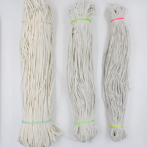 Off-White Elastic Cord in Three Hanks
