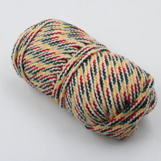 Olive Green, Off-White, Yellow and Red Flat Drawstring Cord