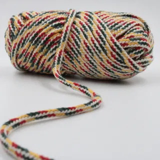 Olive Green, Off-White, Yellow and Red Flat Drawstring Cord sample, design MT-7F9B6E56, view 3