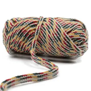 Olive Green, Off-White, Yellow and Red Flat Drawstring Cord sample, design MT-7F9B6E56, view 7