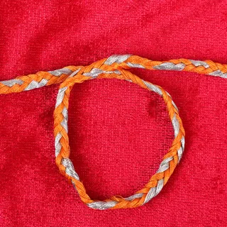Orange and Silvery Grey-White Choti Braid sample, design MT-20DB4FA3, view 4