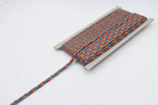 Orange, Beige and Sky Blue Flat Choti Dori Braided Trim sample, design MT-5444F3ED, view 3