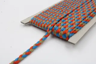 Orange, Beige and Sky Blue Flat Choti Dori Braided Trim sample, design MT-5444F3ED, view 4