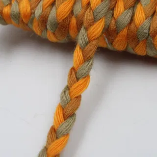 Orange, Rust and Khaki Green Flat Choti Dori Braided Trim sample, design MT-913C92D6, view 5