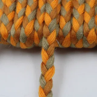 Orange, Rust and Khaki Green Flat Choti Dori Braided Trim sample, design MT-913C92D6, view 6