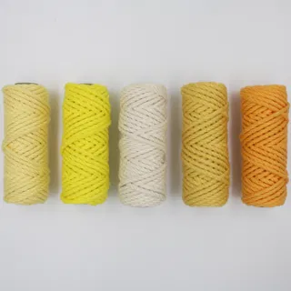Yellow and Off-White 3-Ply Twisted Macrame Cord, Set of 5 Spools sample, design MT-D427FA51, view 2