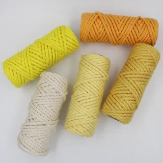 Yellow and Off-White 3-Ply Twisted Macrame Cord, Set of 5 Spools sample, design MT-D427FA51, view 3