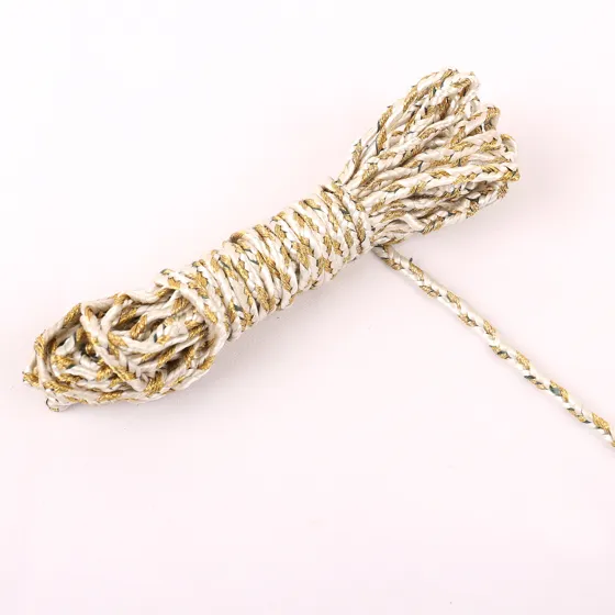 White and Pale Gold Choti Dori Braided Trim