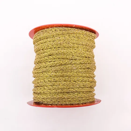 Olive Gold Knitted Cord on a Red-Flanged Spool