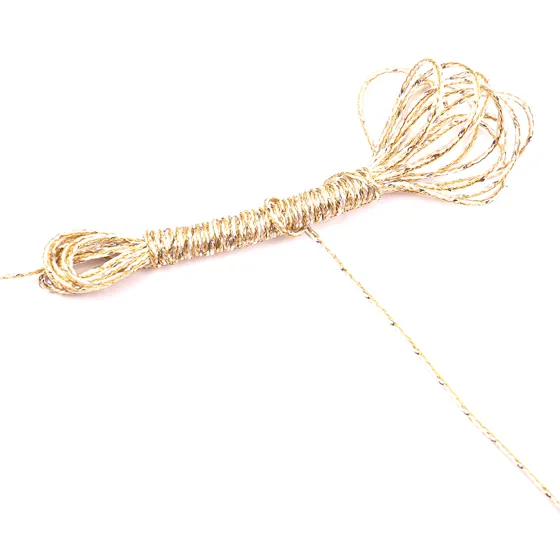 Pale Gold Braided Cord, Very Fine Metallic