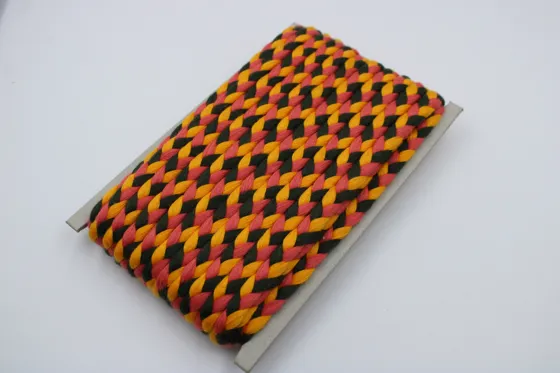 Coral Peach, Golden Yellow and Near-Black Choti Dori Braided Trim
