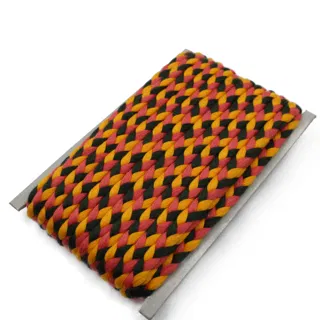 Coral Peach, Golden Yellow and Near-Black Choti Dori Braided Trim sample, design MT-0626CF06, view 8