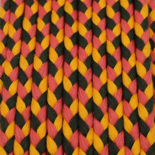 Coral Peach, Golden Yellow and Near-Black Choti Dori Braided Trim sample, design MT-0626CF06, view 9