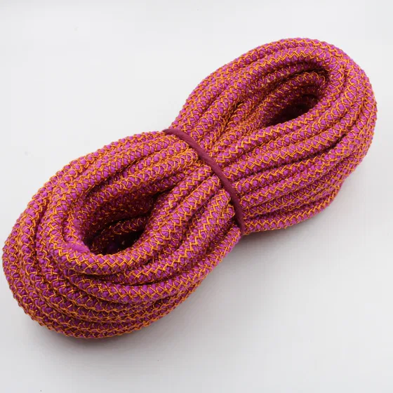 Magenta Pink Covered Cord with Gold Orange Zigzag Mesh