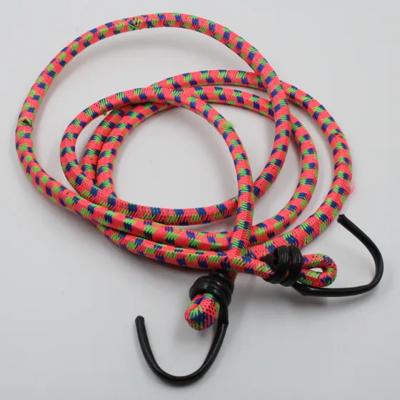 Coral Pink, Blue and Green Bungee Shock Cord with Hooks