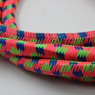 Coral Pink, Blue and Green Bungee Shock Cord with Hooks sample, design MT-6643D5C1, view 2