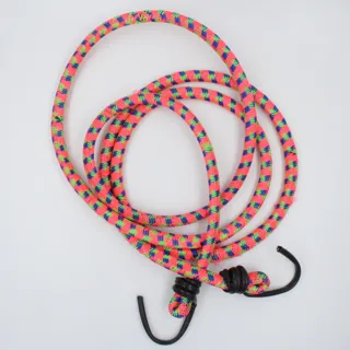 Coral Pink, Blue and Green Bungee Shock Cord with Hooks sample, design MT-6643D5C1, view 3