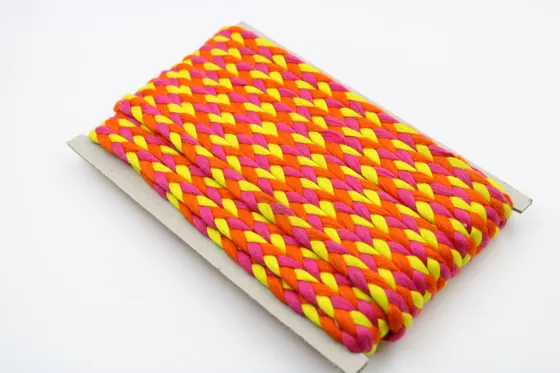 Hot Pink, Orange and Lemon Yellow Choti Dori Braided Trim