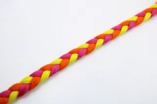 Hot Pink, Orange and Lemon Yellow Choti Dori Braided Trim sample, design MT-1D755B34, view 3