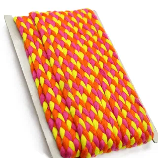 Hot Pink, Orange and Lemon Yellow Choti Dori Braided Trim sample, design MT-1D755B34, view 5
