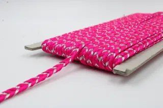 Hot Pink and Silver Metallic Choti Dori Braided Trim sample, design MT-BC716A73, view 3