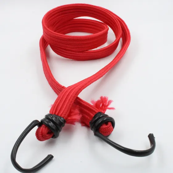 Red Flat Bungee Cord with Hooks