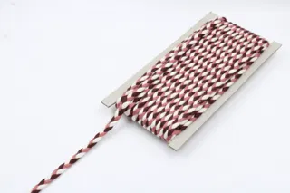 Powder Pink, Chocolate Brown and White Choti Dori Braided Trim sample, design MT-860E75F3, view 3