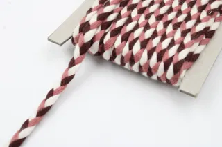 Powder Pink, Chocolate Brown and White Choti Dori Braided Trim sample, design MT-860E75F3, view 4