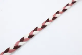 Powder Pink, Chocolate Brown and White Choti Dori Braided Trim sample, design MT-860E75F3, view 5
