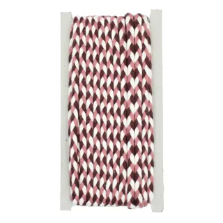 Powder Pink, Chocolate Brown and White Choti Dori Braided Trim sample, design MT-860E75F3, view 8